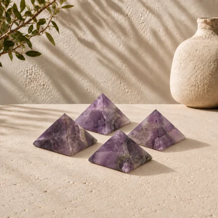 HQ Amethyst Pyramid Healing Crystal Set of 4