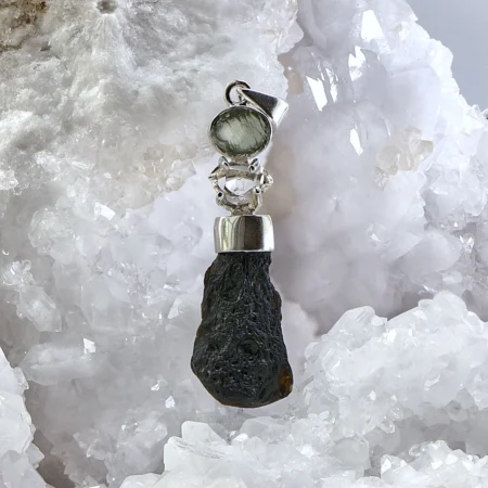HQ Moldavite Trio Healing Pendant